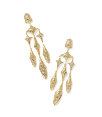 KENDRA SCOTT DESIGN Holland Gold Statement Earrings in White Crystal