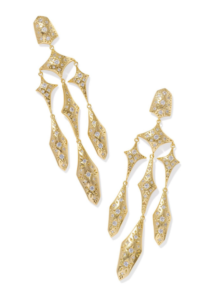 KENDRA SCOTT DESIGN Holland Gold Statement Earrings in White Crystal