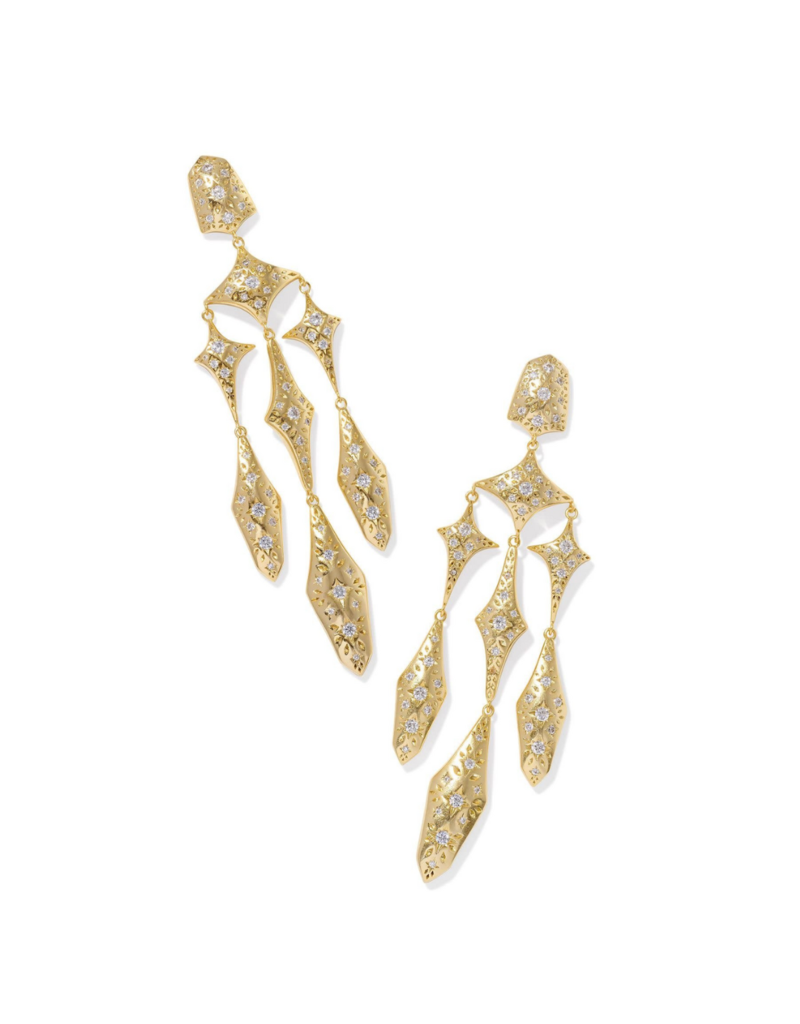 KENDRA SCOTT DESIGN Holland Gold Statement Earrings in White Crystal