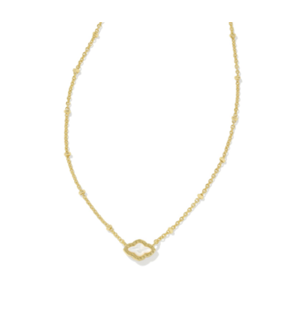 KENDRA SCOTT DESIGN Mini Abbie Gold Satellite Short Pendant Necklace in Ivory Mother-of-Pearl