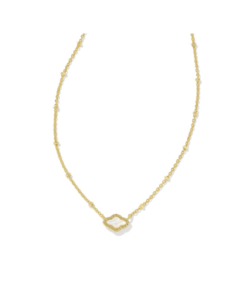 KENDRA SCOTT DESIGN Mini Abbie Gold Satellite Short Pendant Necklace in Ivory Mother-of-Pearl
