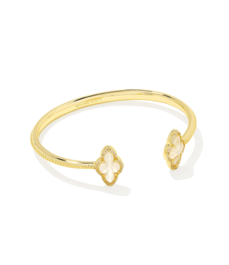 KENDRA SCOTT DESIGN Abbie Gold Pave Frame Cuff Bracelet in Ivory Mother-of-Pearl