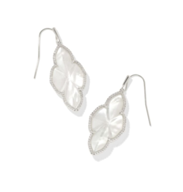 KENDRA SCOTT DESIGN Abbie Silver Pave Frame Drop Earrings in Ivory Mother-of-Pearl