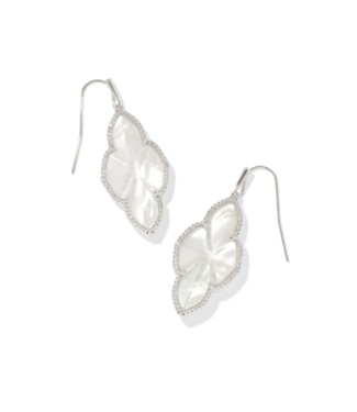 KENDRA SCOTT DESIGN Abbie Silver Pave Frame Drop Earrings in Ivory Mother-of-Pearl