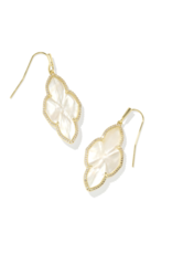 KENDRA SCOTT DESIGN Abbie Gold Pave Frame Drop Earrings in Ivory Mother-of-Pearl