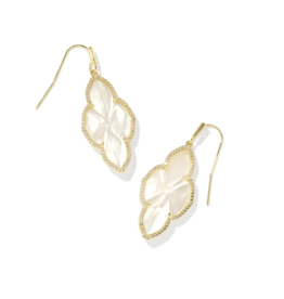 KENDRA SCOTT DESIGN Abbie Gold Pave Frame Drop Earrings in Ivory Mother-of-Pearl