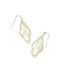 Abbie Gold Pave Frame Drop Earrings in Ivory Mother-of-Pearl