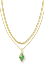 KENDRA SCOTT DESIGN Abbie Gold Pave Frame Multi Strand Necklace in Green Illusion