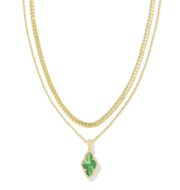 KENDRA SCOTT DESIGN Abbie Gold Pave Frame Multi Strand Necklace in Green Illusion