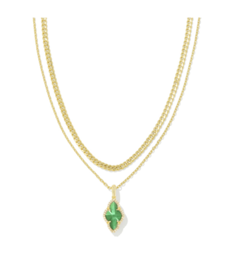 KENDRA SCOTT DESIGN Abbie Gold Pave Frame Multi Strand Necklace in Green Illusion