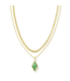 Abbie Gold Pave Frame Multi Strand Necklace in Green Illusion