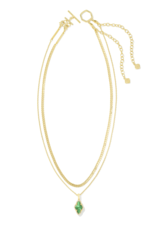 KENDRA SCOTT DESIGN Abbie Gold Pave Frame Multi Strand Necklace in Green Illusion