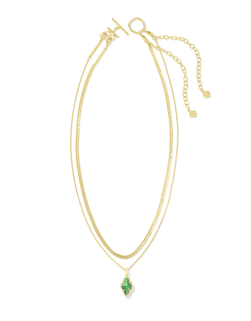 KENDRA SCOTT DESIGN Abbie Gold Pave Frame Multi Strand Necklace in Green Illusion