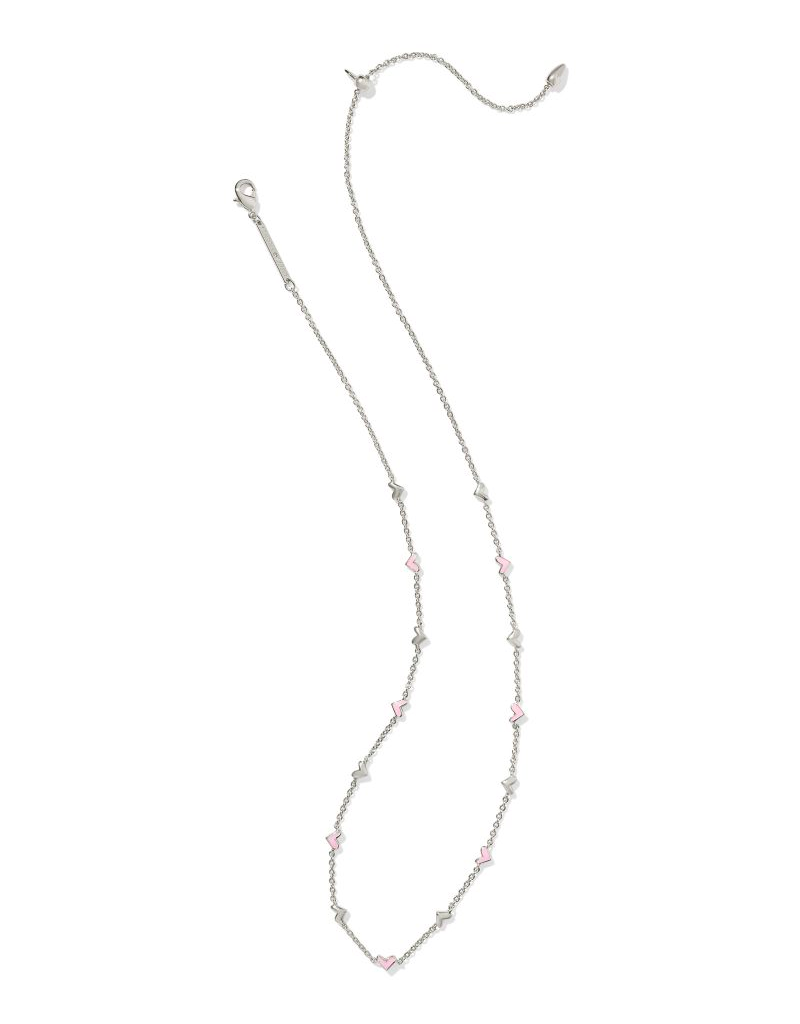 KENDRA SCOTT DESIGN Haven Silver Strand Necklace in Pink Enamel