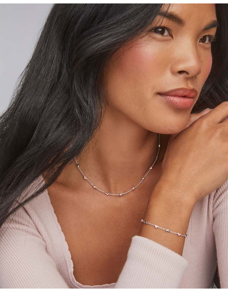 KENDRA SCOTT DESIGN Haven Silver Strand Necklace in Pink Enamel