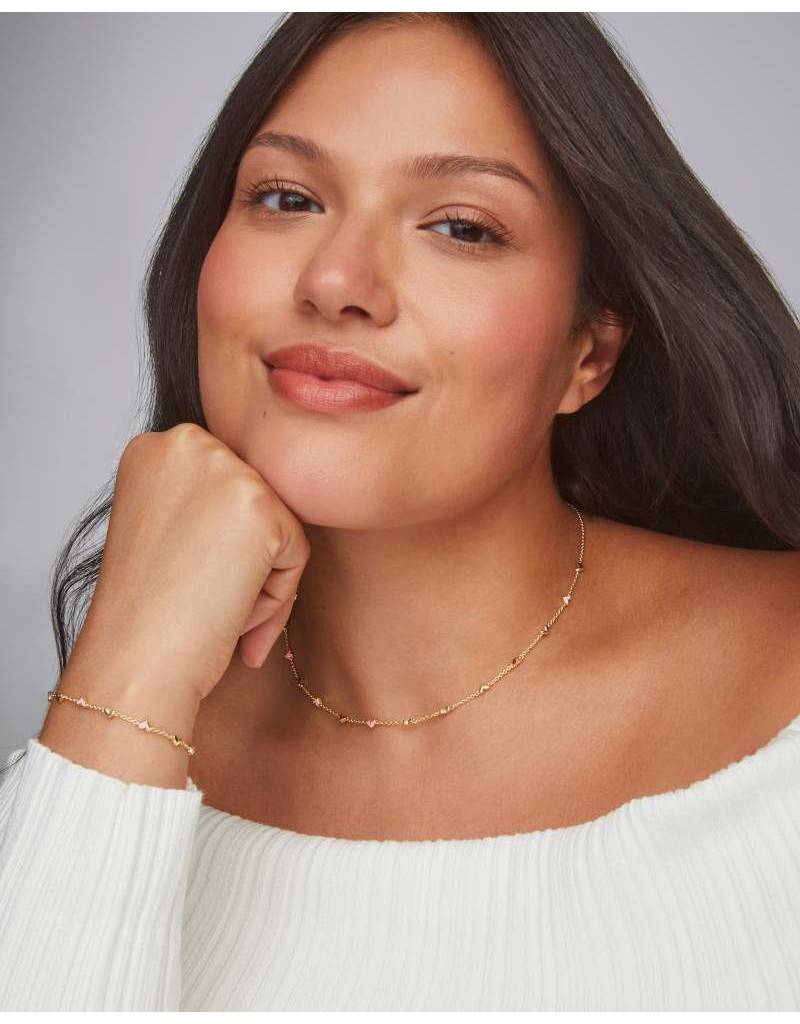 KENDRA SCOTT DESIGN Haven Gold Strand Necklace in Pink Enamel