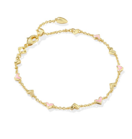 KENDRA SCOTT DESIGN Haven Gold Delicate Chain Bracelet in Pink Enamel