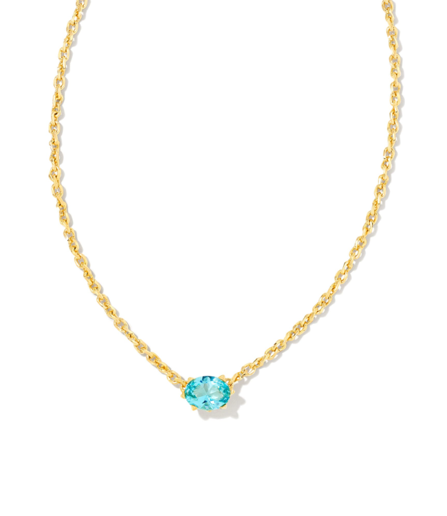 Cailin Gold Pendant Necklace in Aqua Crystal