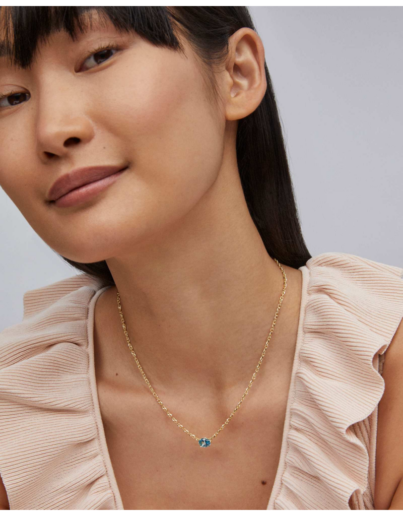 KENDRA SCOTT DESIGN Cailin Gold Pendant Necklace in Aqua Crystal