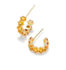 KENDRA SCOTT DESIGN Cailin Gold Huggie Earrings in Golden Yellow Crystal