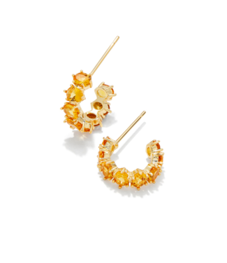 KENDRA SCOTT DESIGN Cailin Gold Huggie Earrings in Golden Yellow Crystal