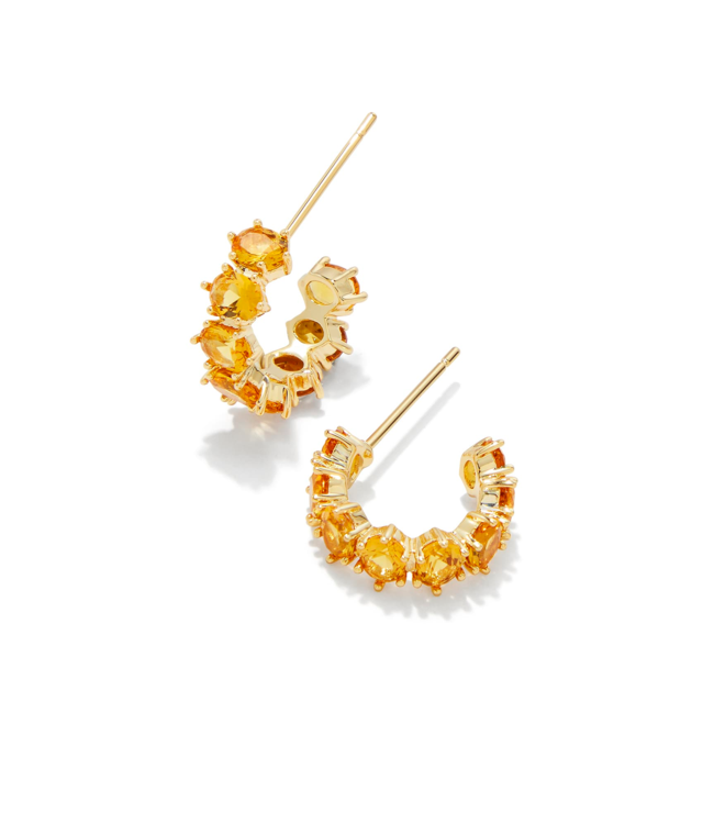 Cailin Gold Huggie Earrings in Golden Yellow Crystal