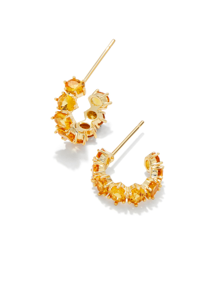 KENDRA SCOTT DESIGN Cailin Gold Huggie Earrings in Golden Yellow Crystal