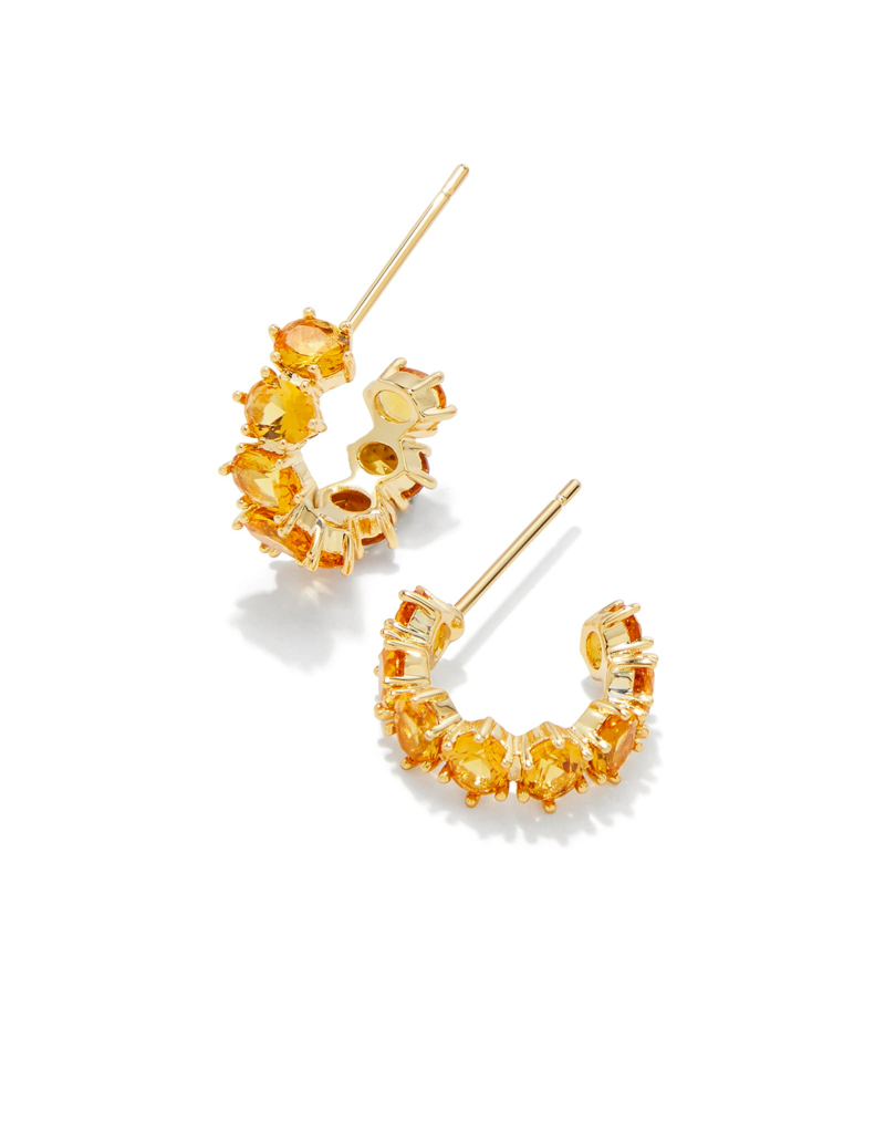 KENDRA SCOTT DESIGN Cailin Gold Huggie Earrings in Golden Yellow Crystal