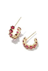 KENDRA SCOTT DESIGN Cailin Gold Huggie Earrings in Burgundy Crystal