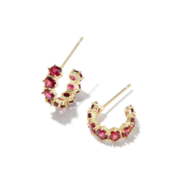 KENDRA SCOTT DESIGN Cailin Gold Huggie Earrings in Burgundy Crystal