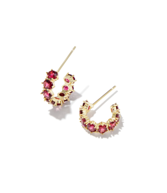 KENDRA SCOTT DESIGN Cailin Gold Huggie Earrings in Burgundy Crystal
