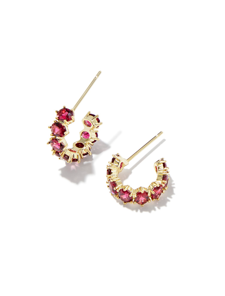 KENDRA SCOTT DESIGN Cailin Gold Huggie Earrings in Burgundy Crystal
