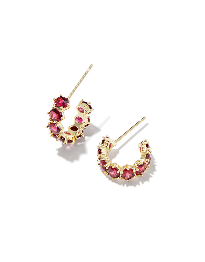 KENDRA SCOTT DESIGN Cailin Gold Huggie Earrings in Burgundy Crystal