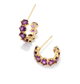 KENDRA SCOTT DESIGN Cailin Gold Huggie Earrings in Purple Crystal