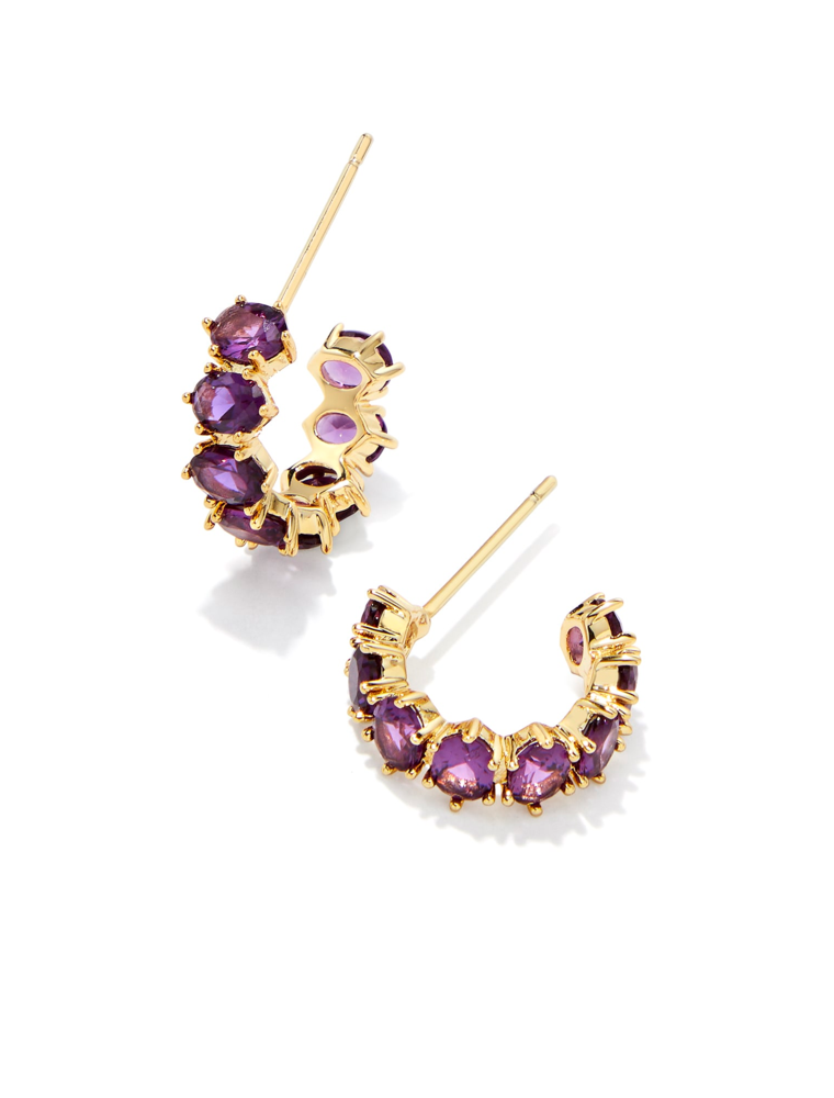 KENDRA SCOTT DESIGN Cailin Gold Huggie Earrings in Purple Crystal