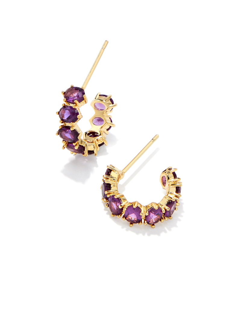 KENDRA SCOTT DESIGN Cailin Gold Huggie Earrings in Purple Crystal