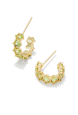 KENDRA SCOTT DESIGN Cailin Gold Huggie Earrings in Green Peridot Crystal