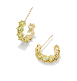 KENDRA SCOTT DESIGN Cailin Gold Huggie Earrings in Green Peridot Crystal
