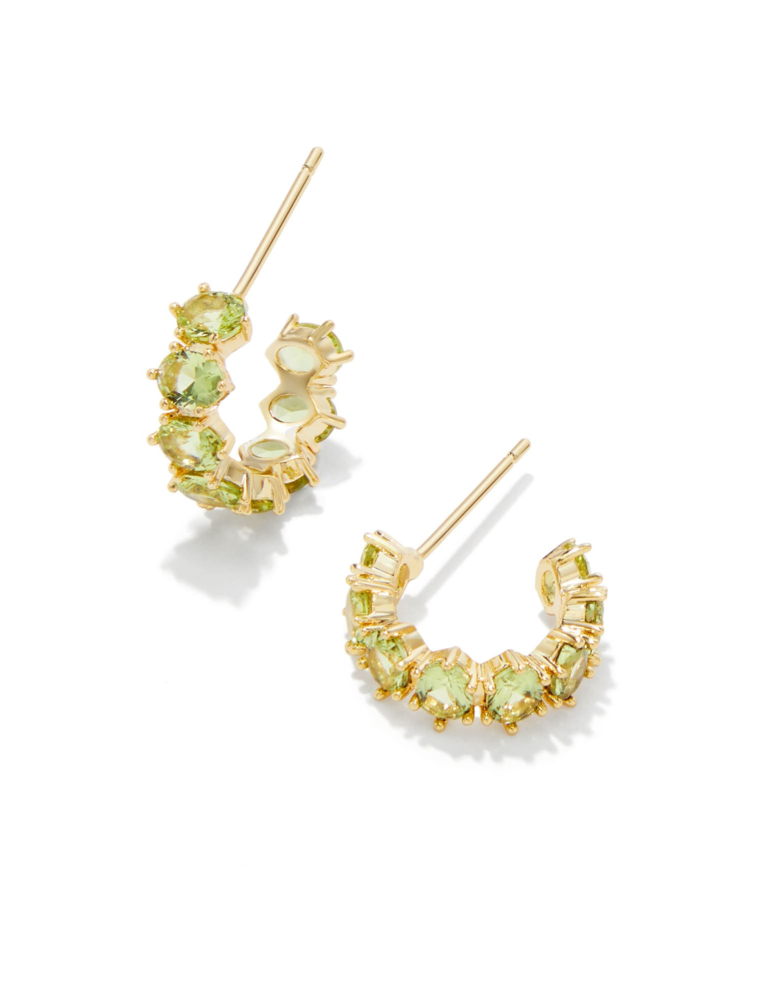KENDRA SCOTT DESIGN Cailin Gold Huggie Earrings in Green Peridot Crystal