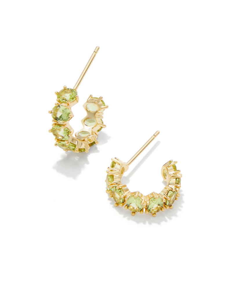 KENDRA SCOTT DESIGN Cailin Gold Huggie Earrings in Green Peridot Crystal