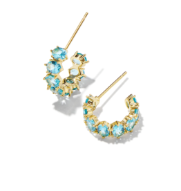 KENDRA SCOTT DESIGN Cailin Gold Huggie Earrings in Aqua Crystal