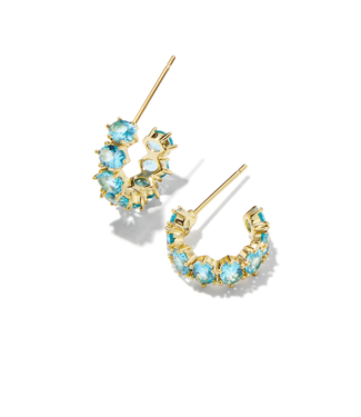 KENDRA SCOTT DESIGN Cailin Gold Huggie Earrings in Aqua Crystal
