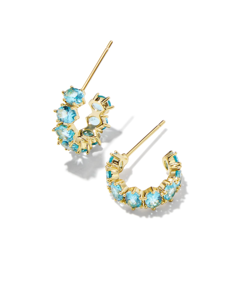 KENDRA SCOTT DESIGN Cailin Gold Huggie Earrings in Aqua Crystal