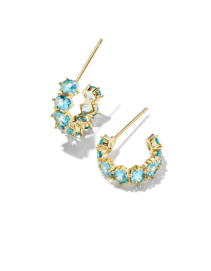 KENDRA SCOTT DESIGN Cailin Gold Huggie Earrings in Aqua Crystal