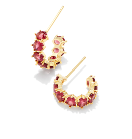 KENDRA SCOTT DESIGN Cailin Gold Huggie Earrings in Red Crystal