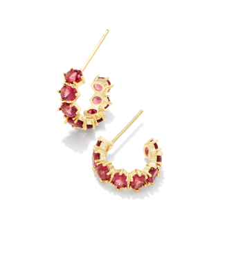 KENDRA SCOTT DESIGN Cailin Gold Huggie Earrings in Red Crystal