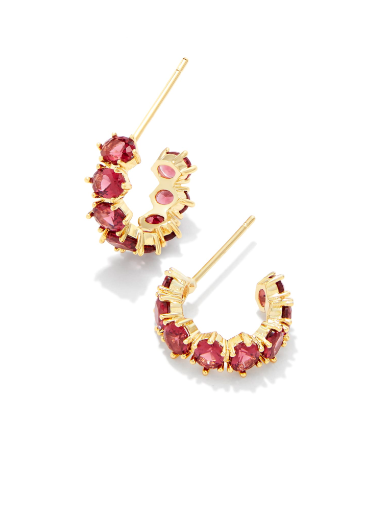 KENDRA SCOTT DESIGN Cailin Gold Huggie Earrings in Red Crystal