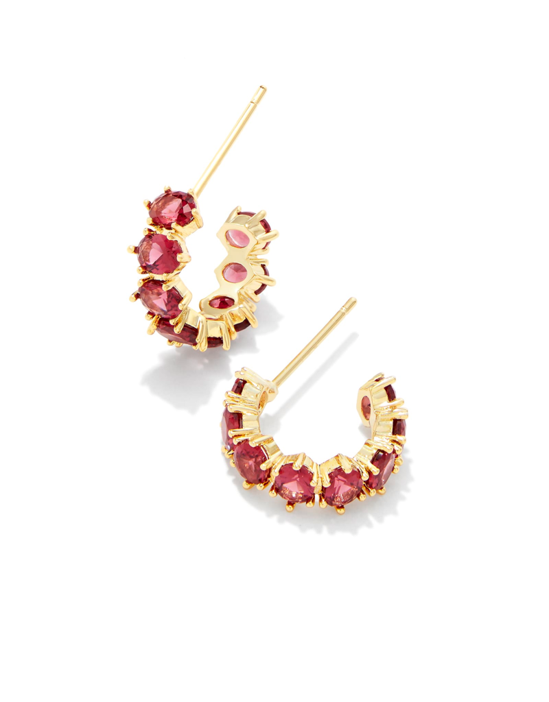 KENDRA SCOTT DESIGN Cailin Gold Huggie Earrings in Red Crystal