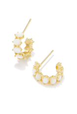 KENDRA SCOTT DESIGN Cailin Gold Huggie Earrings in Ivory Mother-of-Pearl