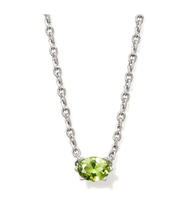 Cailin Silver Pendant Necklace in Green Peridot Crystal